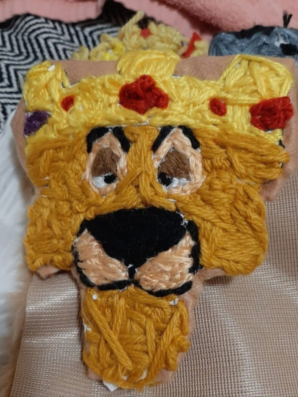 Disney Yellow Lion Plush Face with Crown Accent